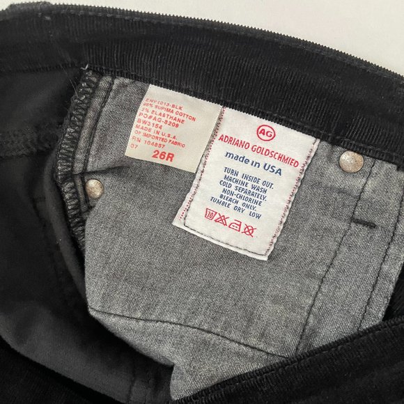AG Adriano Goldschmied - The Angel - Black Cordoroy Jeans - Size 26 PETITE - Picture 6 of 6